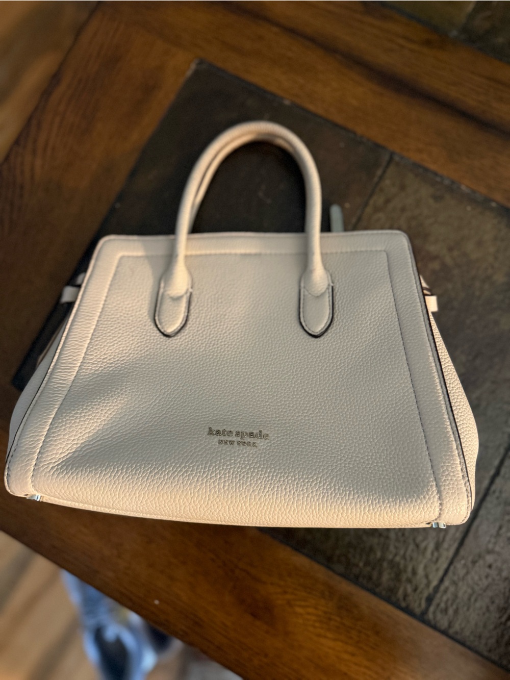 kate spade cream pebbled leather satchel